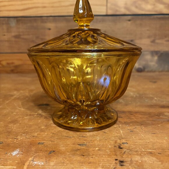 Vintage Amber Glass Candy Dish - Picture 1 of 5